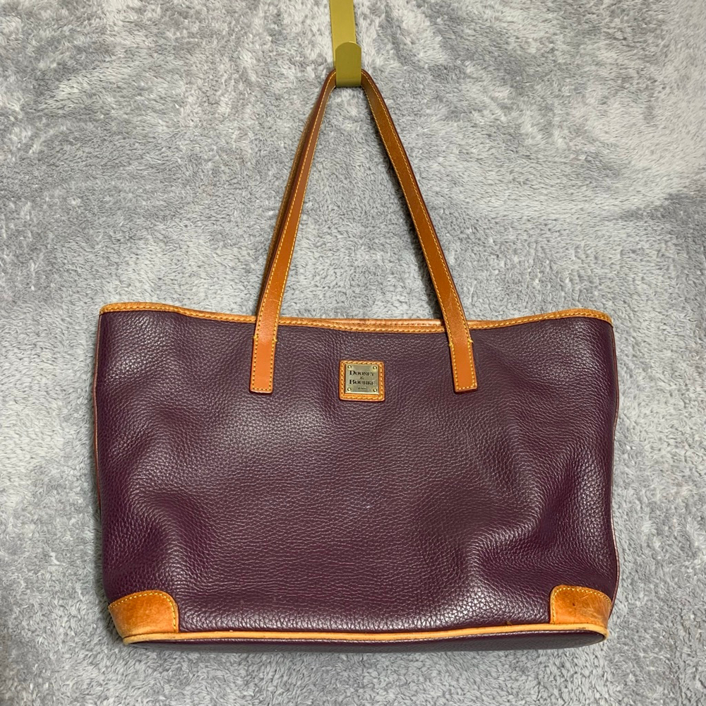 Dooney & Bourke Tote Bag Womens Medium Plum Purple Pebble Leather Shopper Zip